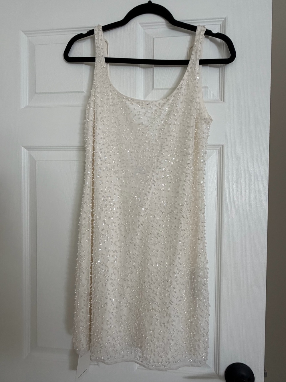 Abercrombie & Fitch Beaded Ivory Mini Slip Dress